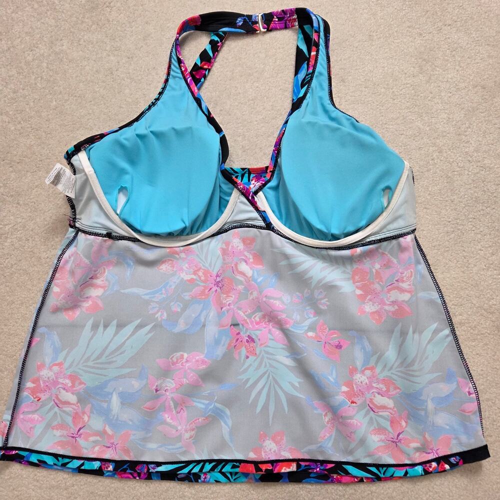 NWT Island Escape 24W Halter Tankini Swimwear Underwire Plunging V-Neck - Picture 4 of 11